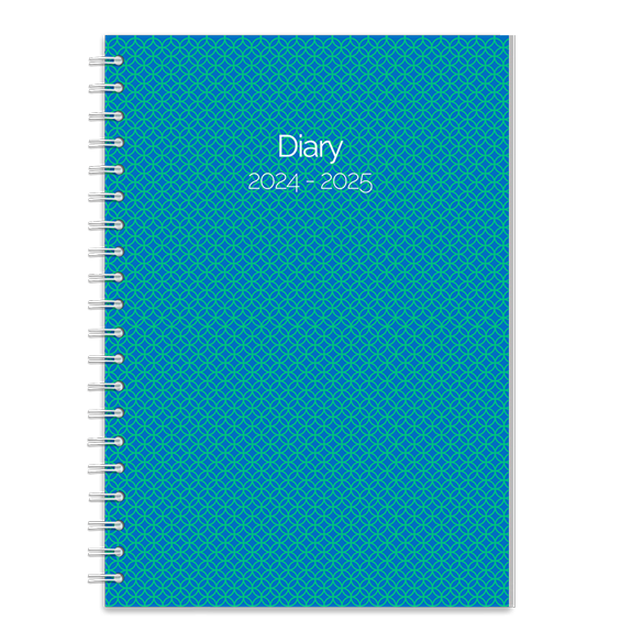 A5 Academic Diary with Art Deco Teal Cover
