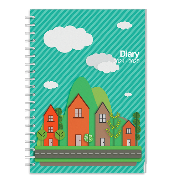A5 Mid Year Diary 2025-2026 with Floating Paper Town Cover
