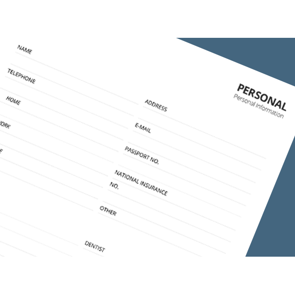 Personal infomation section inside diary