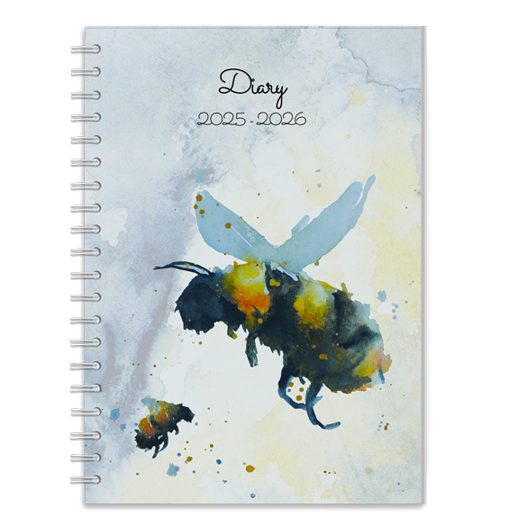 Personalised diary with a cover featuring watercolour bee on cover