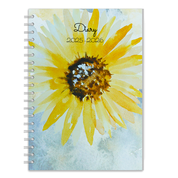 A5 Academic Diary with Watercolour Sunflower Cover