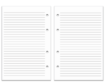A4 Size Refill Insert Set | 48 sheets (96pp)| White Lines