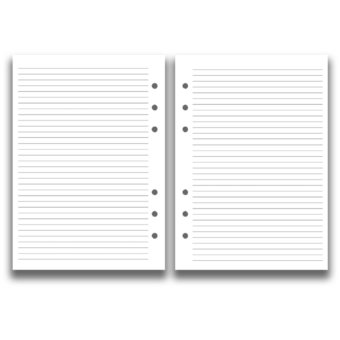 A5 Size Refill Insert Set | 48 Sheets  (96pp) | White Lines