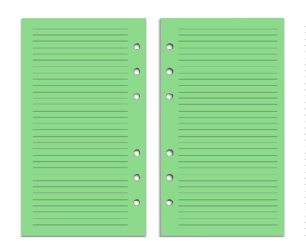 Personal Size Refill Insert Set | 48 Sheets (96pp) | Green Lines