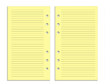 Personal Size Refill Insert Set | 48 Sheets (96pp) | Yellow Lines